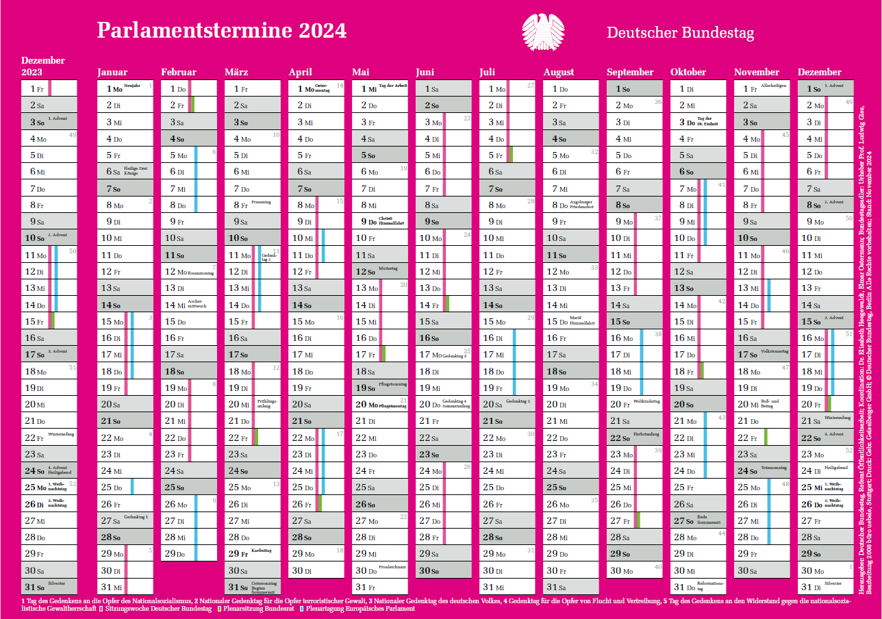 Parlamentskalender 2023